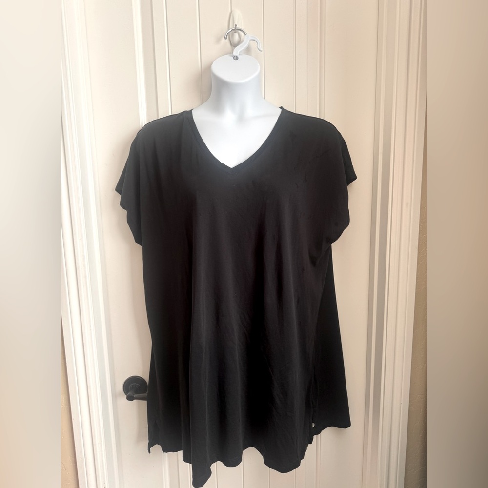 NWOT Land’s End V-neck Short Sleeve Night Tee, 100% Cotton, Side Splits, 20/22